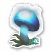 Galaxy Shiitake glühend hellblauer Pilzschnitt Aufkleber (Vorderseite)