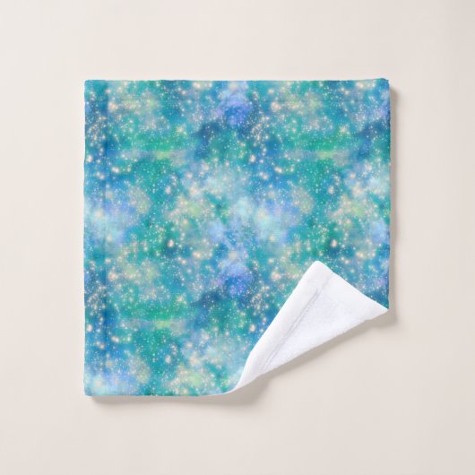Galaxy Shimmer blau Badhandtuch Set (Waschlappen)