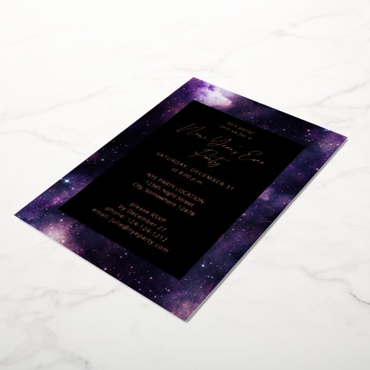 Galaxy Silvester Party Folieneinladung (Gedreht)