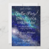 Galaxy Sky Stellar Birthday Party Einladung (Vorderseite)