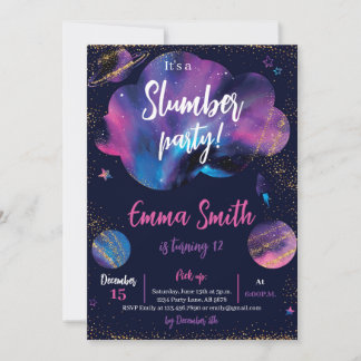 Galaxy Slumber Party Black Einladung