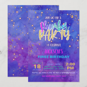 Galaxy Slumber Party Geburtstagseinladung Einladung