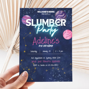 Galaxy Slumber Party Geburtstagseinladung Einladung