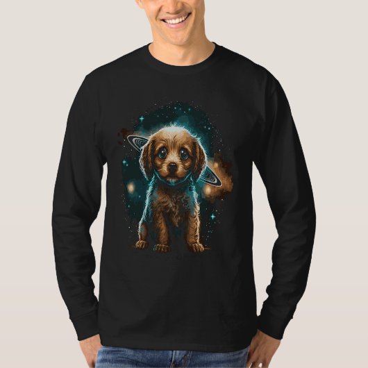 Galaxy Space Astronaut Dog Saturn Planets T-Shirt (Vorderseite)