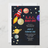 Galaxy Space Blast vom Geburtstag Einladung (Vorderseite)