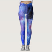 Galaxy Space Blue Lila Yoga Leggings (Vorderseite)