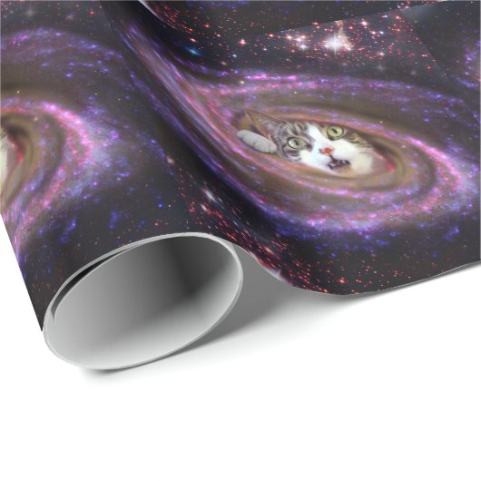 Galaxy Space Cats Wrapping Paper Geschenkpapier (Rolleneckpunkt)