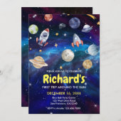 Galaxy Space Erste Reise um die Sonne zum Geburtst Einladung (Vorne/Hinten)