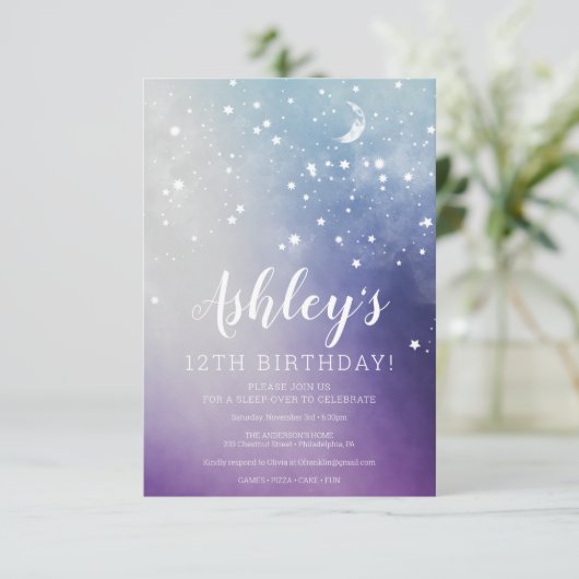 Galaxy Space Geburtstagsfeier Einladung (Stehend Vorderseite)