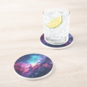 Galaxy Space Glitzer Nebel lila rosa Universum Getränkeuntersetzer (Seite)