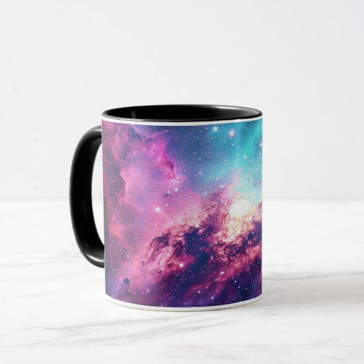 Galaxy Space Glitzer Nebel lila rosa Universum Tasse (Vorderseite Links)