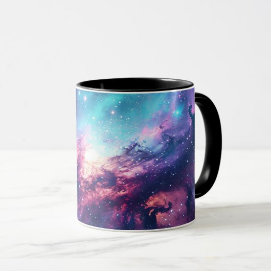 Galaxy Space Glitzer Nebel lila rosa Universum Tasse (VorderseiteRechts)