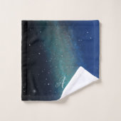 Galaxy Space Nebula Night Sky Green Personalisiert Badhandtuch Set (Waschlappen)