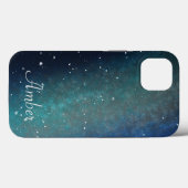 Galaxy Space Nebula Night Sky Green Personalisiert Case-Mate iPhone Hülle (Rückseite (Horizontal))