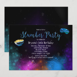Galaxy Space Slumber Party Geburtstagseinladungen Einladung