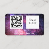 Galaxy Space Social Media QR Code Lila modern Visitenkarte (Vorderseite)