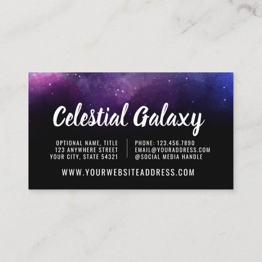 Galaxy Space Stars Ultra-Violet-Lila Nebel Visitenkarte (Rückseite)