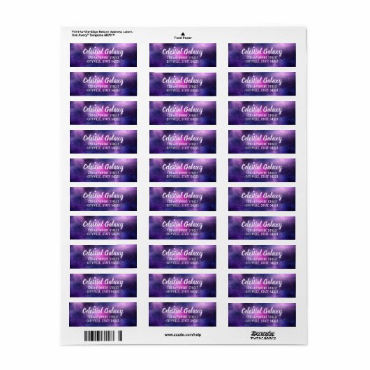 Galaxy Space Stars Ultra-Violet-Rücksendeadresse (Vorne)