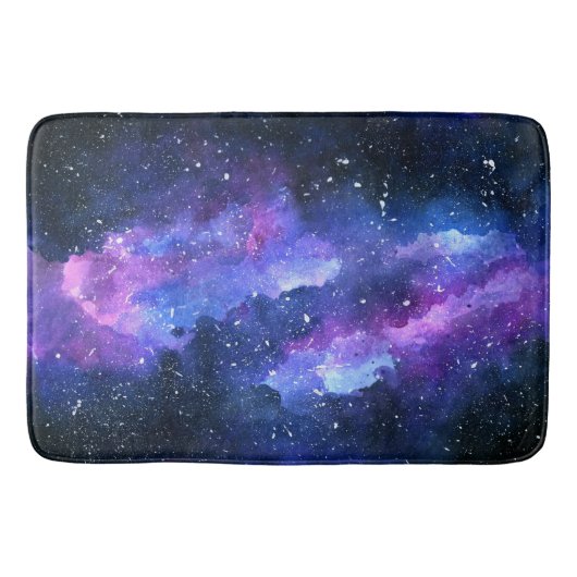Galaxy Space Universe Wasserfarbe Lila Badematte (Vorderseite)