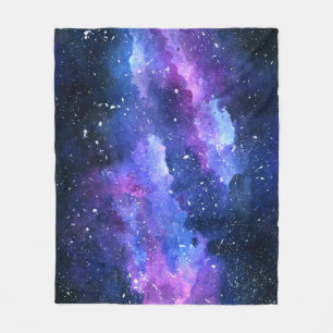 Galaxy Space Universe Wasserfarbe Lila Fleecedecke