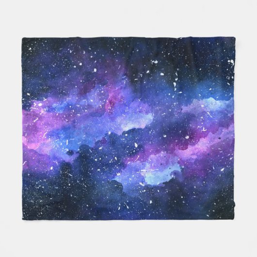 Galaxy Space Universe Wasserfarbe Lila Fleecedecke (Vorderseite (Horizontal))