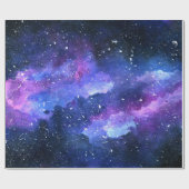 Galaxy Space Universe Wasserfarbe Lila Geschenkpapier (Flach)