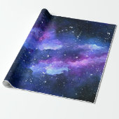 Galaxy Space Universe Wasserfarbe Lila Geschenkpapier (Ungerollt)