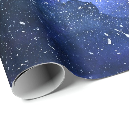 Galaxy Space Universe Wasserfarbe Lila Geschenkpapier (Rolleneckpunkt)