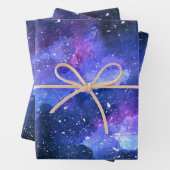 Galaxy Space Universe Wasserfarbe Lila Geschenkpapier Set (Beispiel)