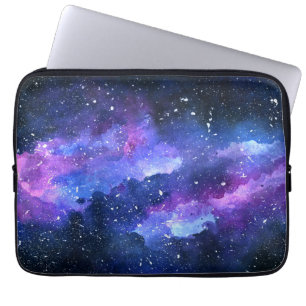 Galaxy Space Universe Wasserfarbe Lila Laptopschutzhülle