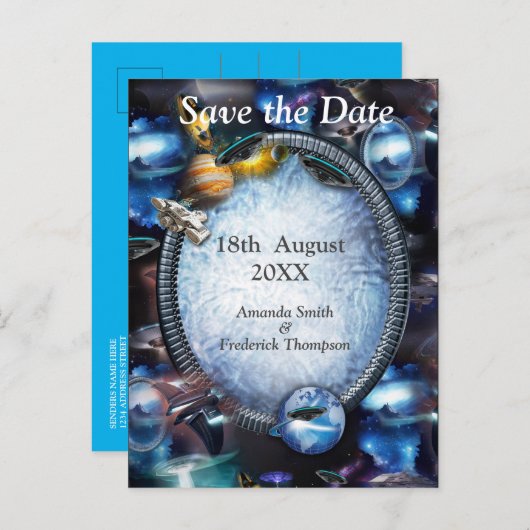 Galaxy Space Visitors Ankündigungspostkarte (Vorne/Hinten)