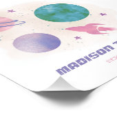 Galaxy Space Watercolor Planet Girl Fotodruck (Ecke)