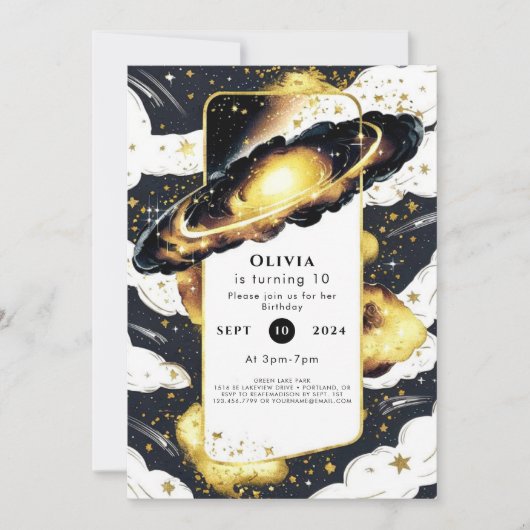 Galaxy Space zum Geburtstag Einladung (Vorderseite)