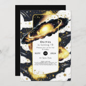 Galaxy Space zum Geburtstag Einladung (Vorne/Hinten)