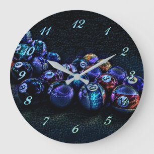 Galaxy Sparkle Billiards Round Wall Clock Große Wanduhr