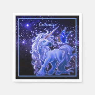 Galaxy Sparkle Blue Unicorn Serviette