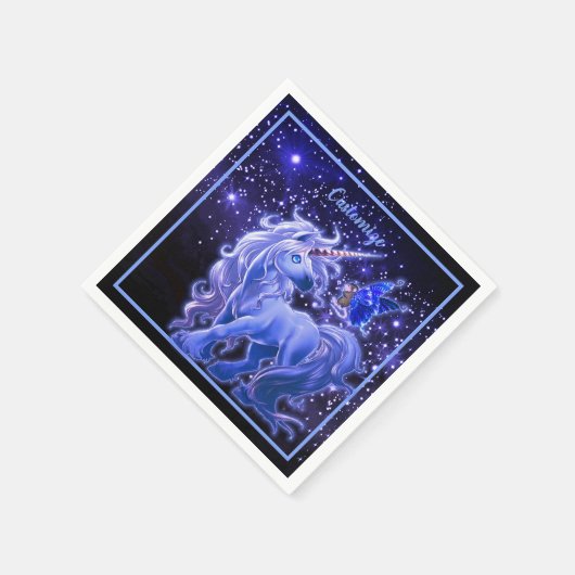 Galaxy Sparkle Blue Unicorn Serviette (Ecke)