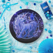 Galaxy Sparkle Bue Unicorn Pappteller (Party)