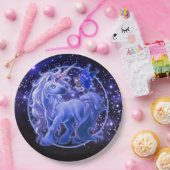 Galaxy Sparkle Bue Unicorn Pappteller (Party)