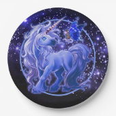 Galaxy Sparkle Bue Unicorn Pappteller (Vorderseite)