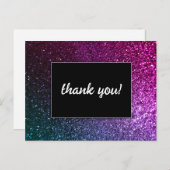 Galaxy Sparkle Glam Chic Modern Wedding Glitzer Postkarte (Vorne/Hinten)