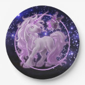 Galaxy Sparkle Rosa Unicorn Pappteller (Vorderseite)