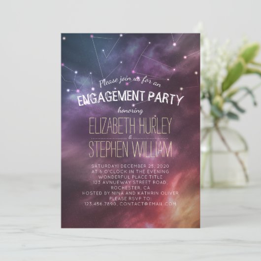 Galaxy Star Constellation Einladung (Stehend Vorderseite)