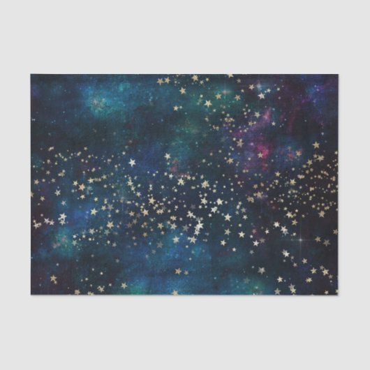 Galaxy Star Space Night Blue und Lila Seidenpapier (Vorderseite)