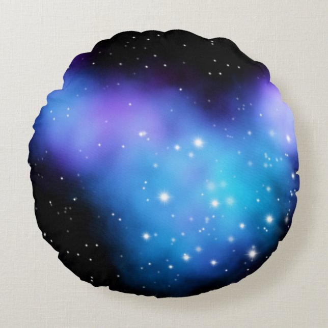 Galaxy Starlight Space Clouds Rundes Kissen (Vorderseite)
