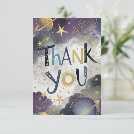 Galaxy Starry Meteor Celestial Dankeskarte (Stehend Vorderseite)