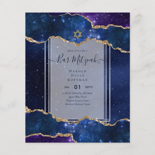Galaxy Starry Night BAR MITZVAH Einladung blau Flyer (Vorne)