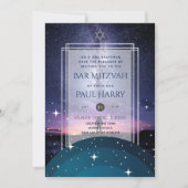 Galaxy Starry Night BAR MITZVAH Einladungen Marine (Vorderseite)