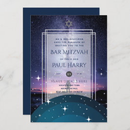 Galaxy Starry Night BAR MITZVAH Einladungen Marine