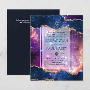 Galaxy Starry Night BAR MITZVAH Einladungen Marine